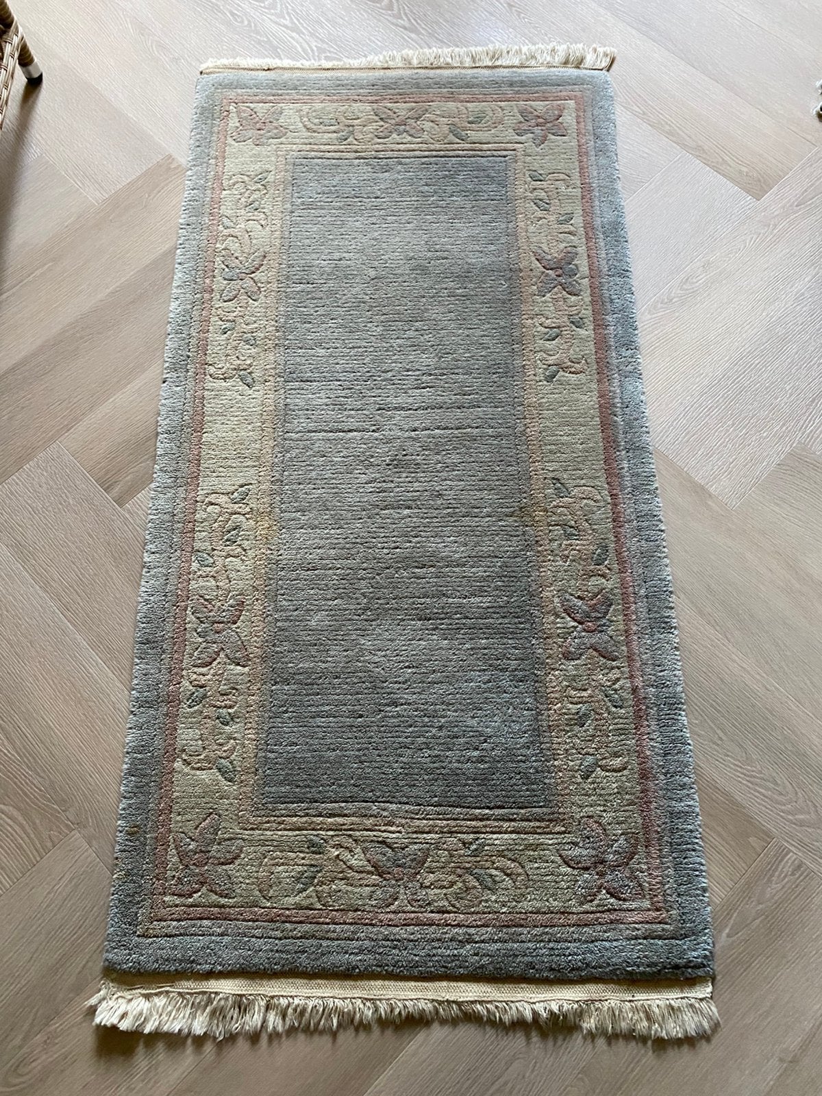 Vintage tapijt met bloemenpatroon, Huis en Inrichting, Minder dan 50 cm, Gebruikt, 100 tot 150 cm, Ophalen of Verzenden