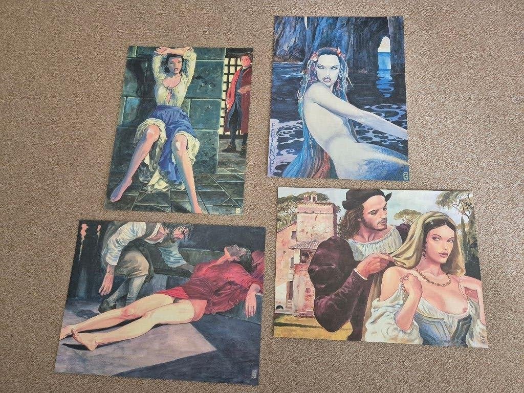 Milo Manara 4 grote prenten voor de echte Manara liefhebber, Boeken, Stripboeken, Meerdere stripboeken, Ophalen of Verzenden, Zo goed als nieuw