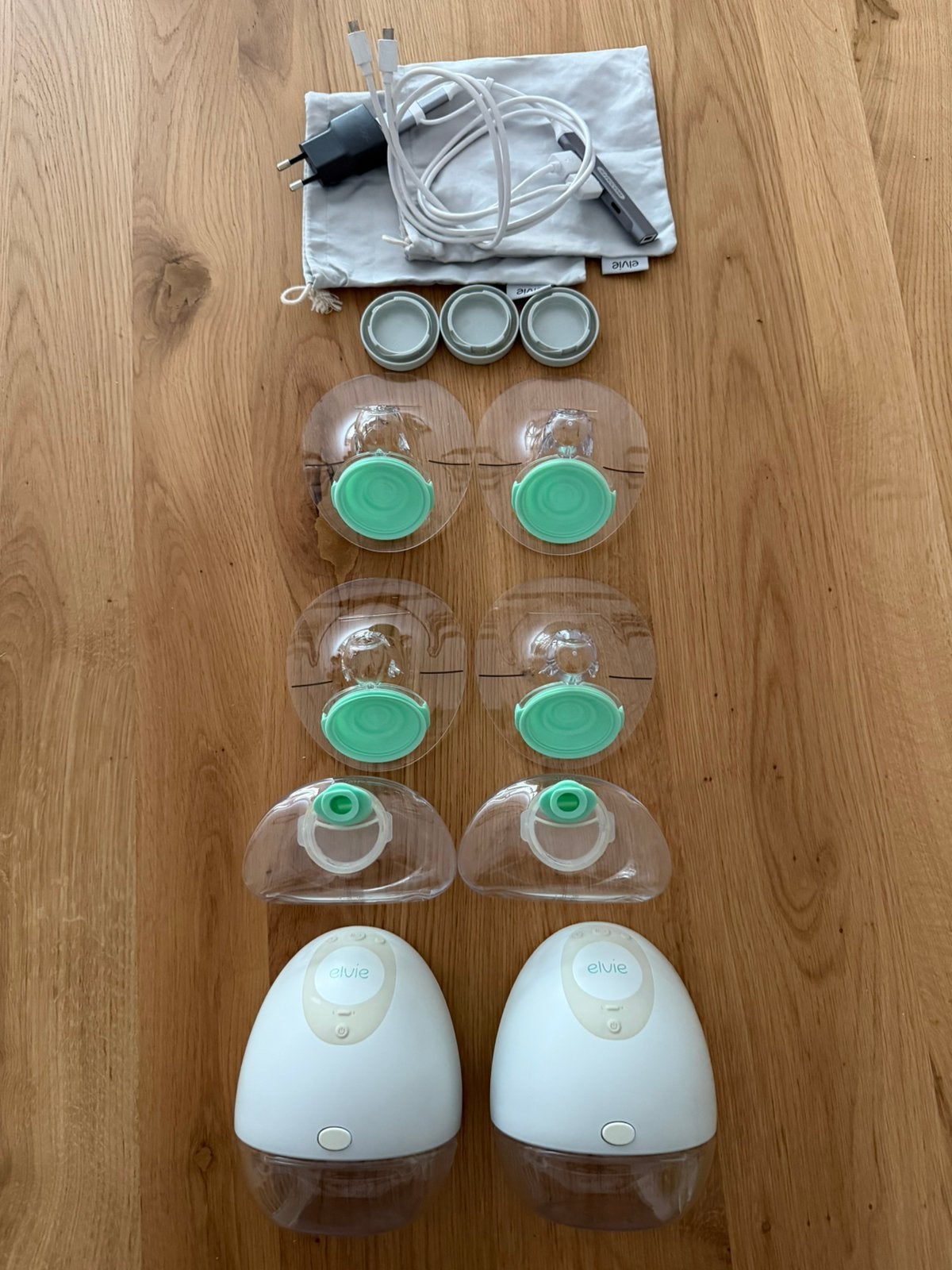 Elvie Pump Dubbele Draadloze Borstkolf – Complete Set, Ophalen of Verzenden, Zo goed als nieuw, Borstkolf
