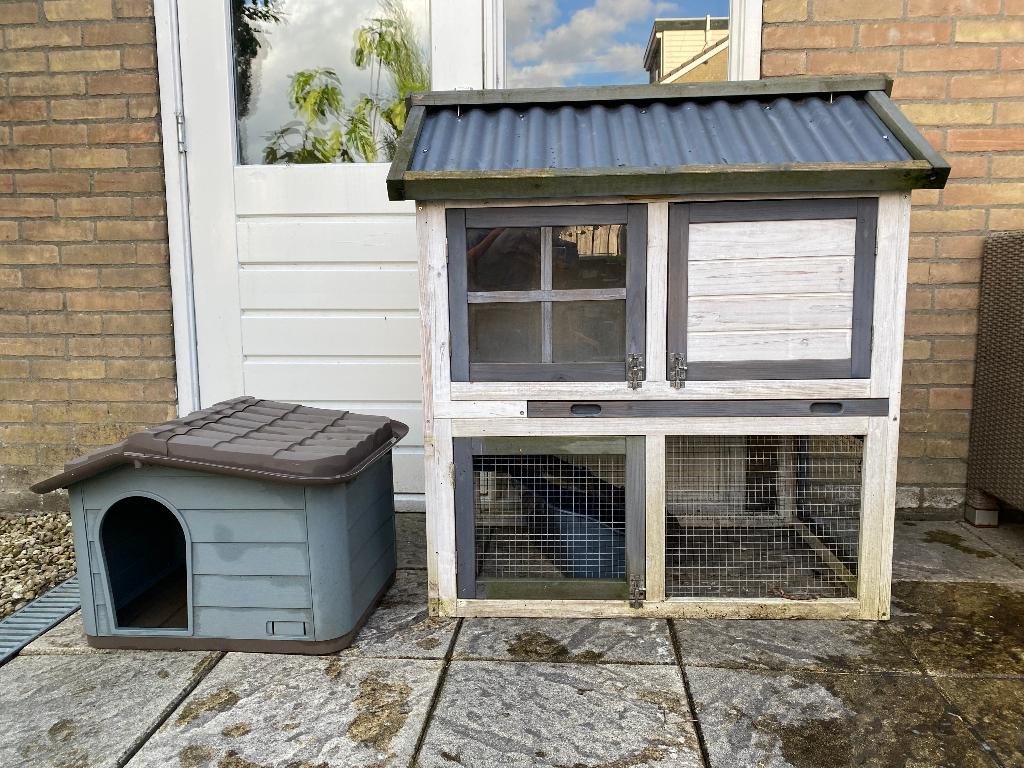 Twee verblijven (konijnhokken) + dierentoilet voor 1 prijs, Dieren en Toebehoren, Gebruikt, Ophalen of Verzenden, 90 cm of meer
