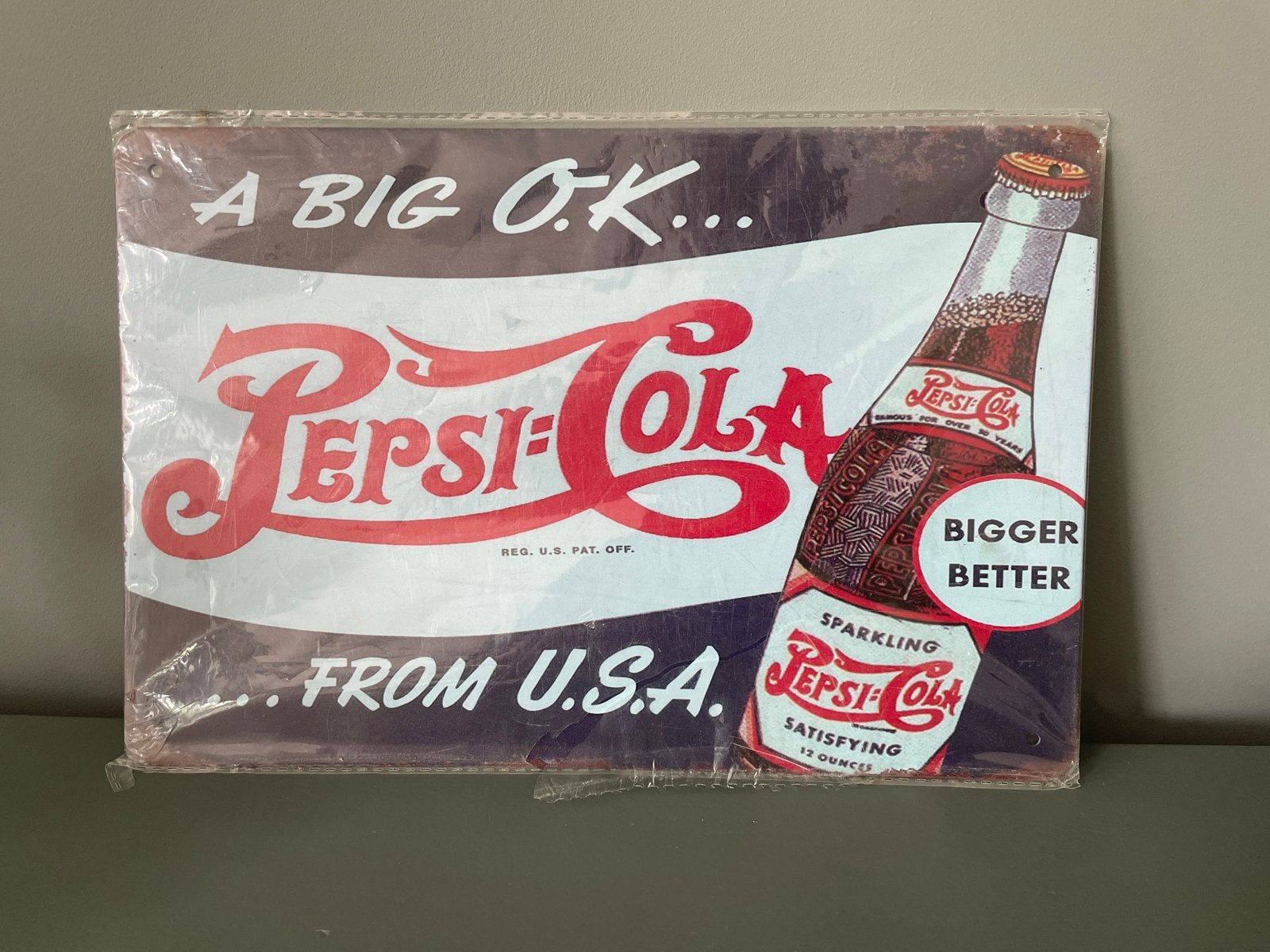 “Vintage” Pepsi-Cola Wandbord - 20x30 cm, Ophalen of Verzenden, Nieuw, Reclamebord