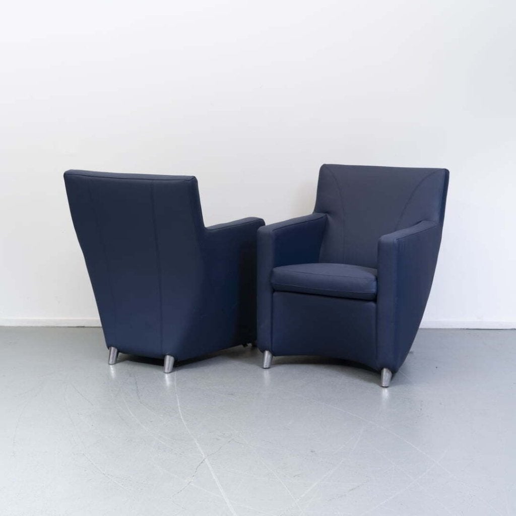 Leolux Dolcinea Fauteuil Kobaltblauw Leer, Huis en Inrichting, Fauteuils, Niet ingevuld, Zo goed als nieuw, Niet ingevuld, Niet ingevuld