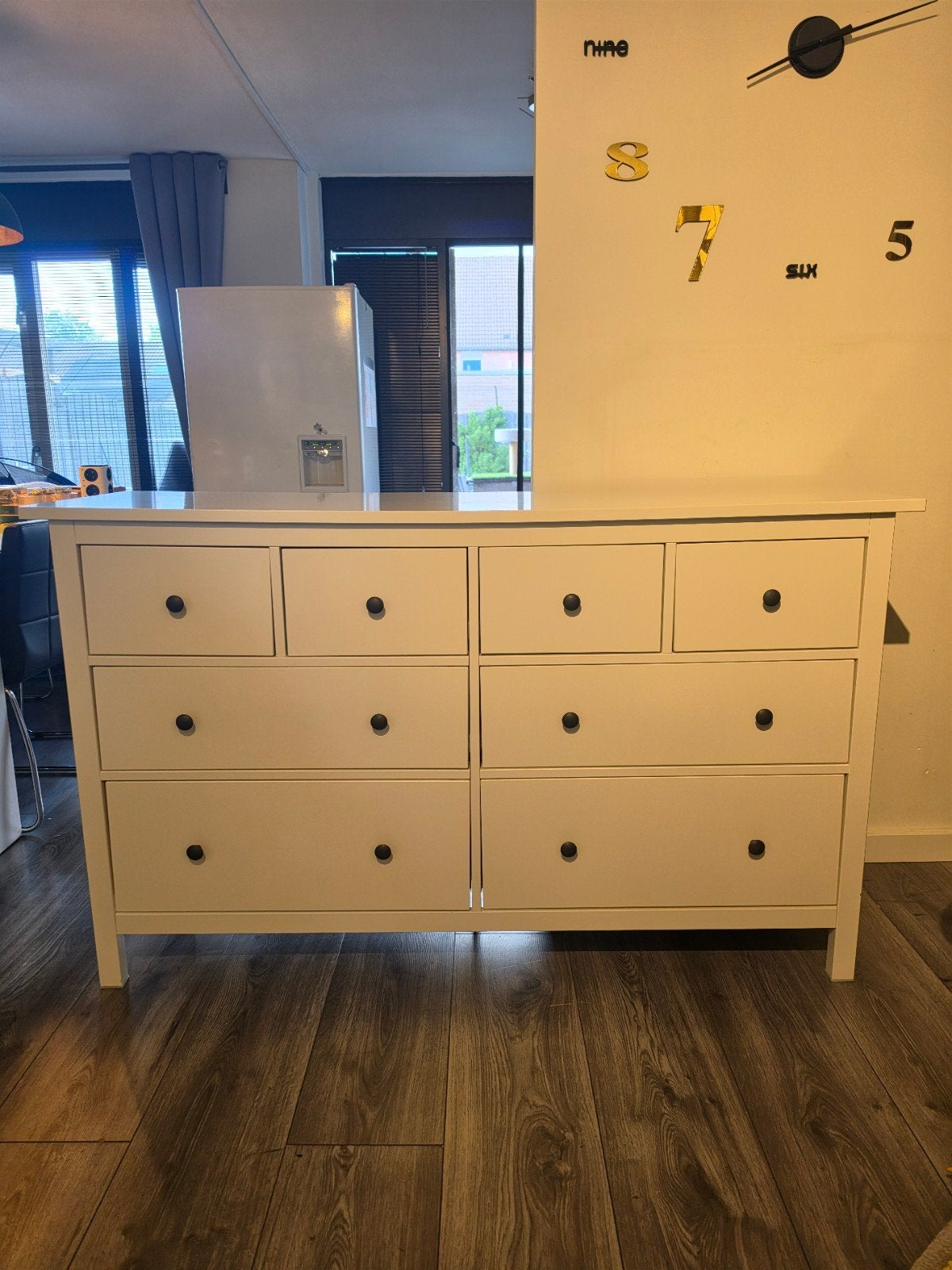 I.Z.G.S. IKEA HEMNES Ladekast Wit met 8 Lades, Ophalen, 5 laden of meer, 150 tot 200 cm, Zo goed als nieuw
