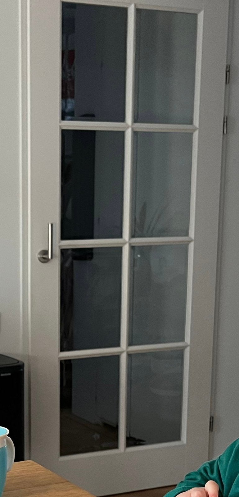 Klassiek houten binnendeur met glas (wit) 2115 x 880, Ophalen, Gebruikt, 80 tot 100 cm, Binnendeur