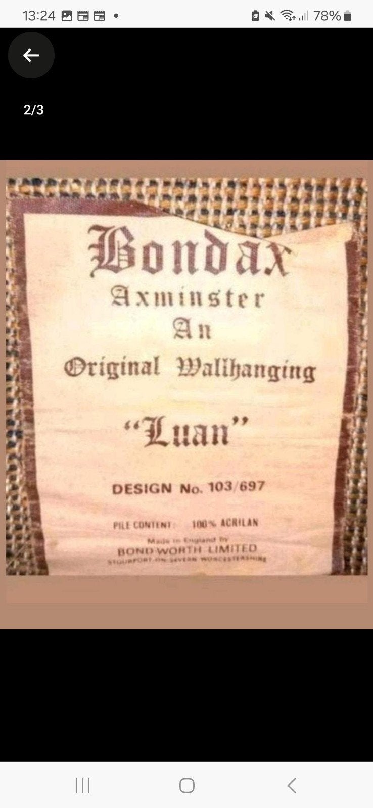 Vintage Bondax Axminster Wandtapijt "Luan" - Brandschoon, Ophalen of Verzenden, Zo goed als nieuw, Meerkleurig, Vintage