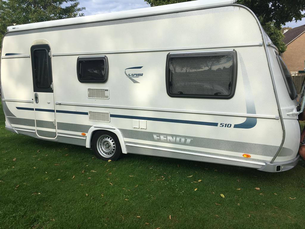 Fendt Saphir 510 TFK stapelbed, airco, mover,luifel,voortent, Caravans en Kamperen, Vast bed, Treinzit, Particulier, Fendt