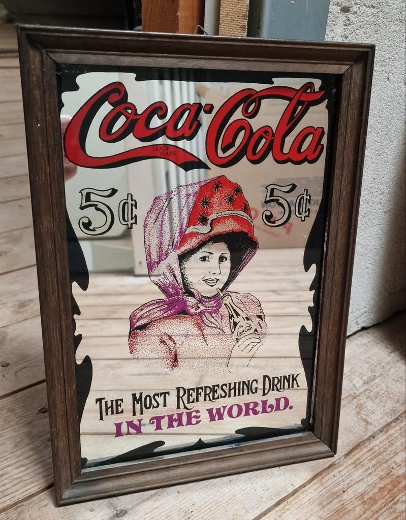 Prachtige vintage reclamespiegel 4 stuks coca cola pepsi, Ophalen, Rechthoekig, Minder dan 50 cm