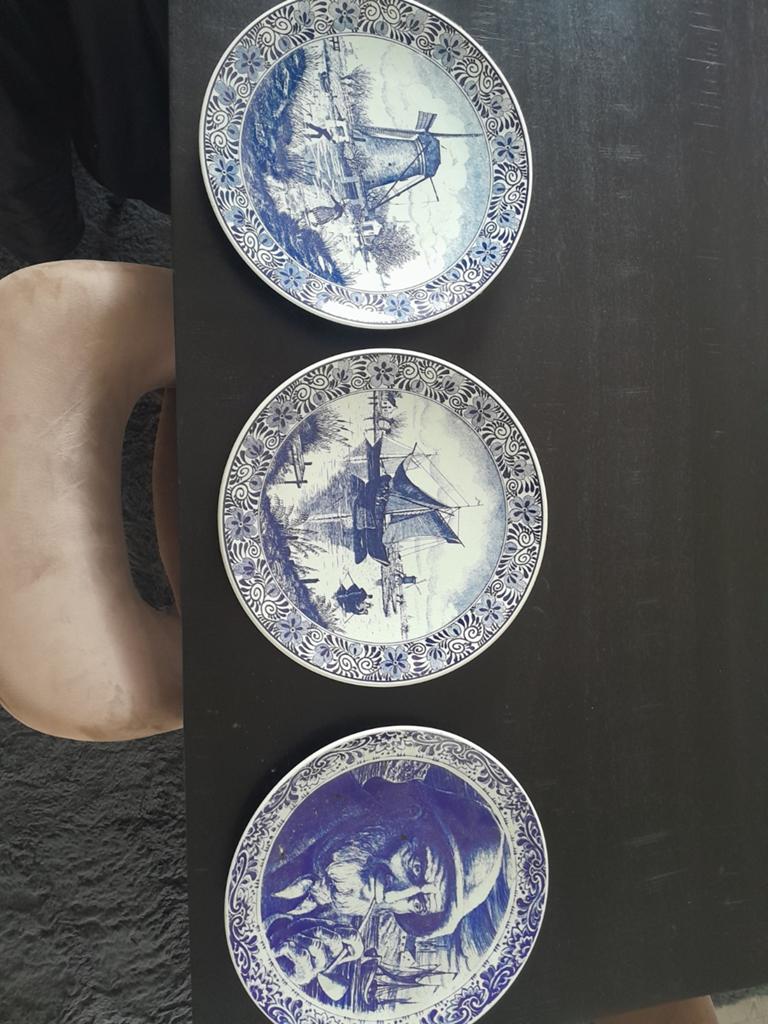 Antieke Delftse Blauwe Borden - Set van 3, Ophalen of Verzenden
