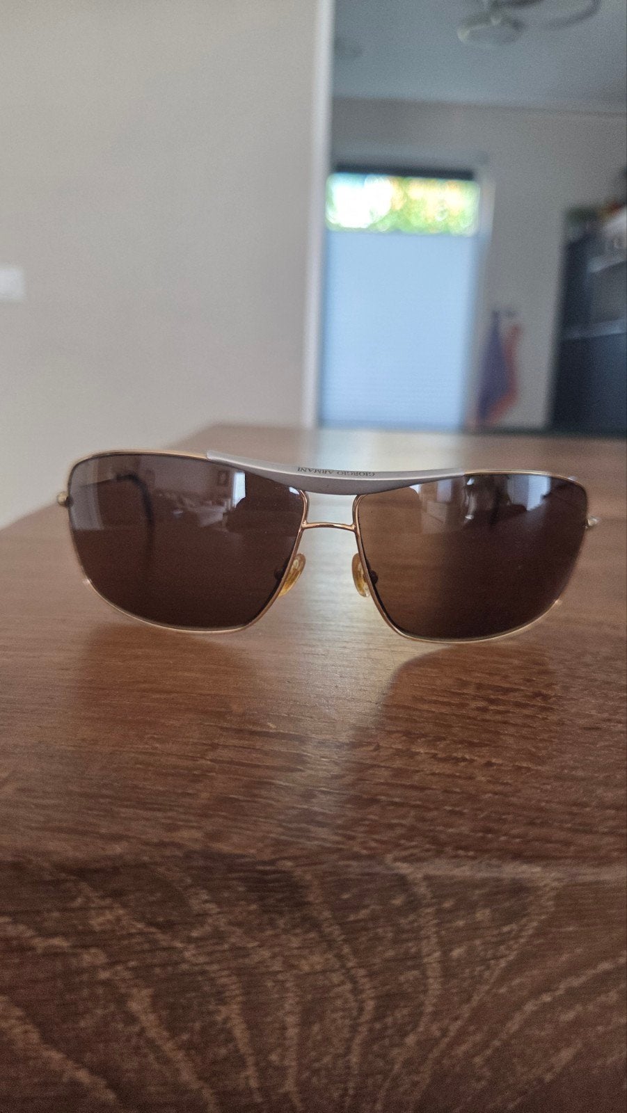 Giorgio Armani Zonnebril - Bruin/Goud, Ophalen of Verzenden, Gebruikt, Zonnebril, Overige merken