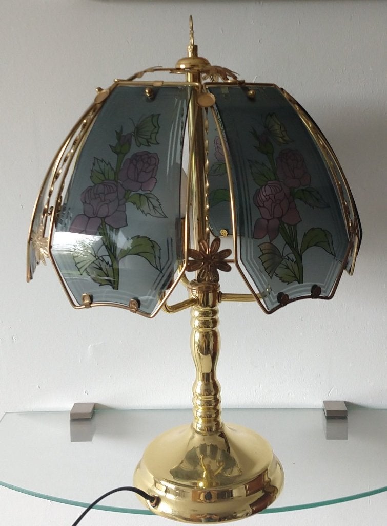 tafellamp Hollywood Regency style, volgnr 31, Glas, Overige merken, Meerkleurig, Met kap