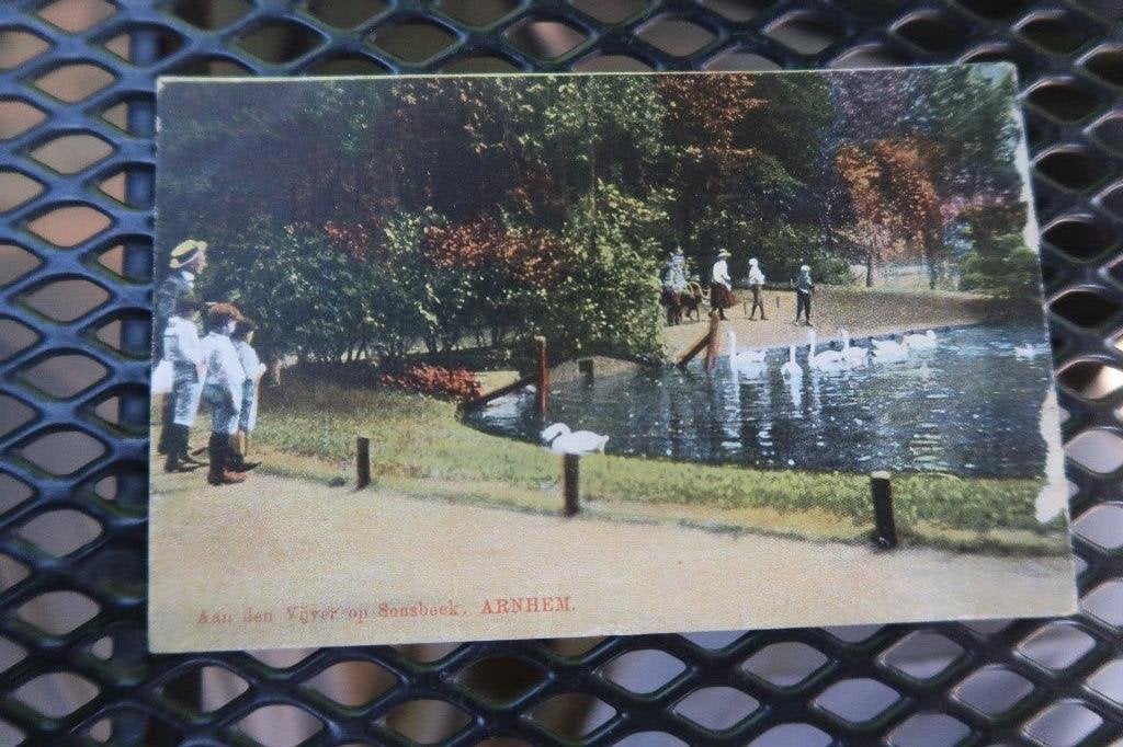 Arnhem,aan den vijver op Sonsbeek, Ophalen of Verzenden, Voor 1920, Gelopen, Gelderland
