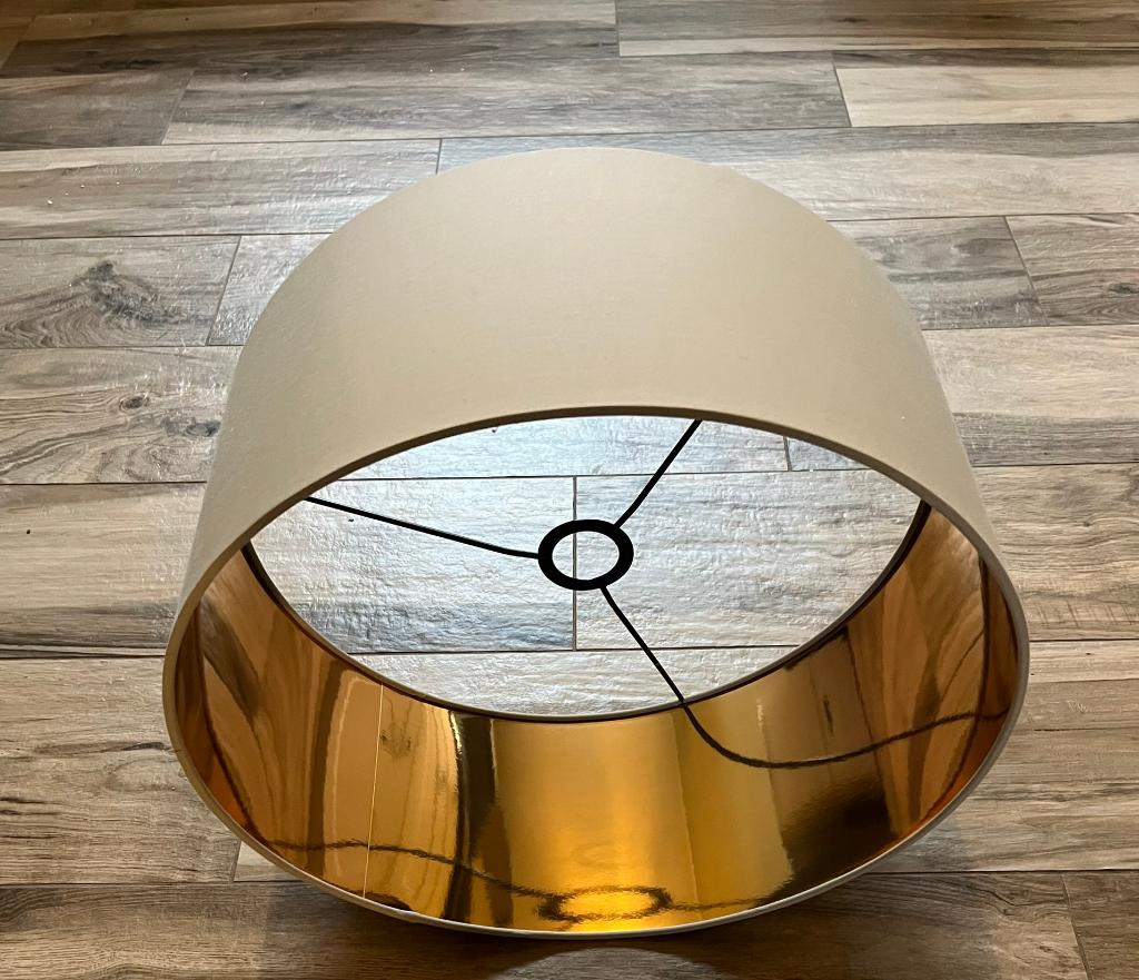 Lampengroen olijfgroen/goud, Huis en Inrichting, Lampen | Lampenkappen, Ophalen, Overige kleuren, Rond, Zo goed als nieuw