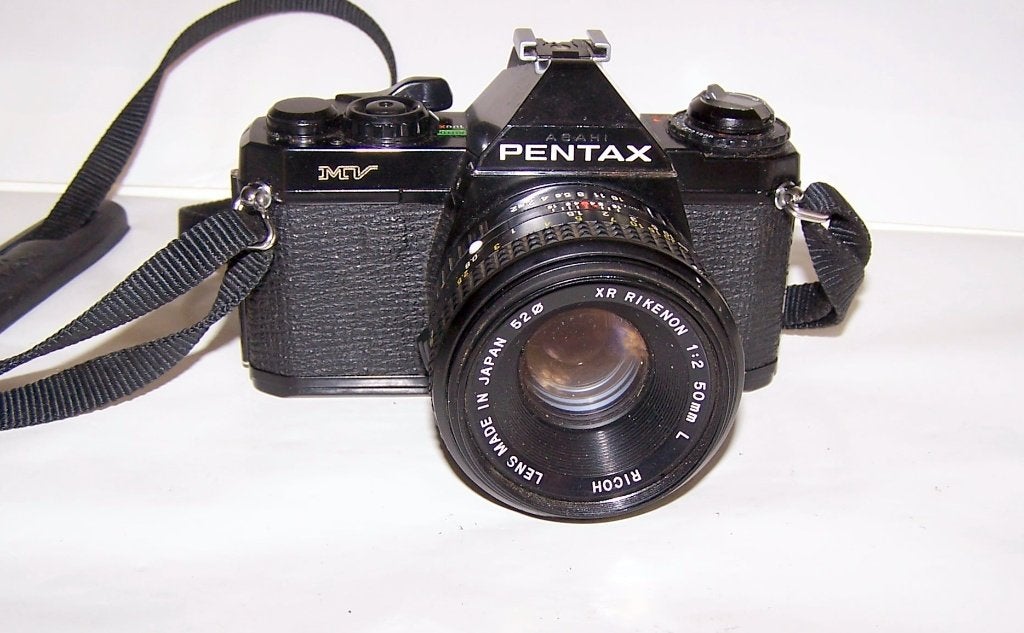 Asahi Pentax MV met mooie Vivitar VMC 135mm 3.5 Auto lens., Audio, Tv en Foto, Ophalen of Verzenden, Zo goed als nieuw, Spiegelreflex