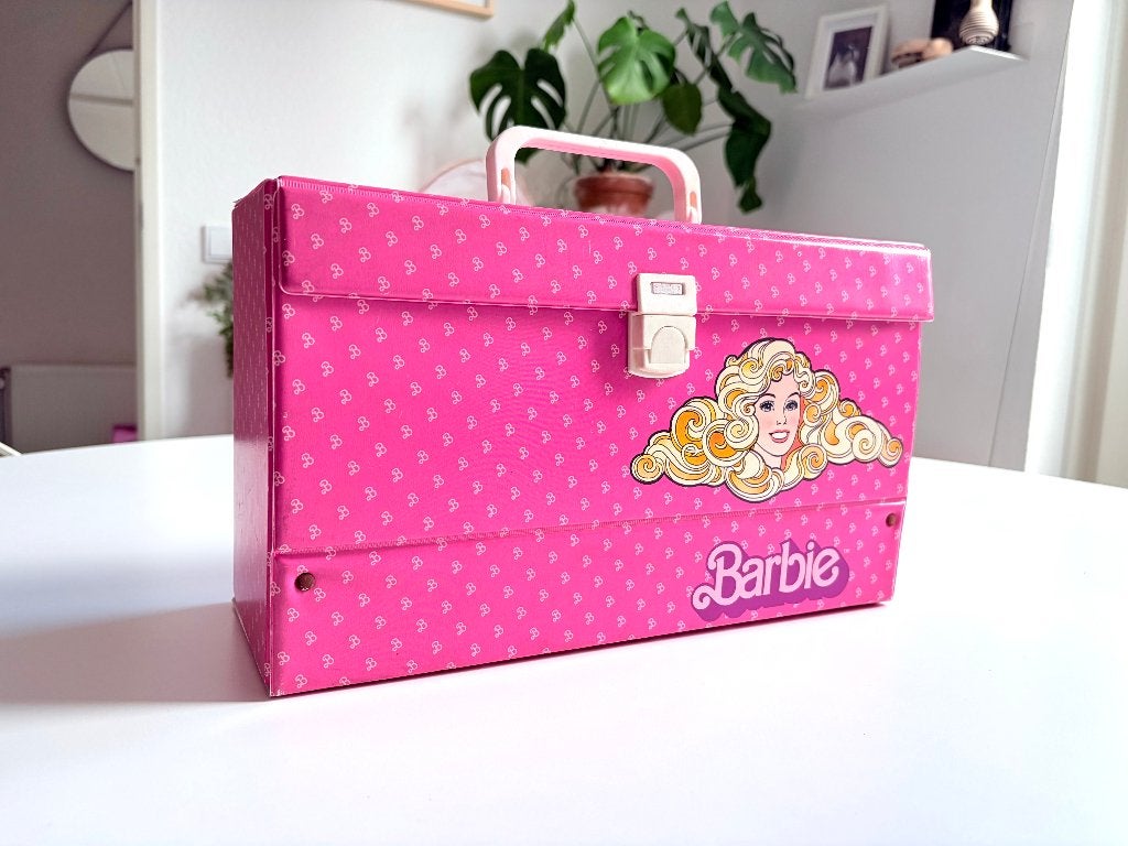 Vintage Barbie Koffertje Mattel 1986 - Roze Opbergkoffer, Verzamelen, Ophalen of Verzenden, Gebruikt, Accessoires
