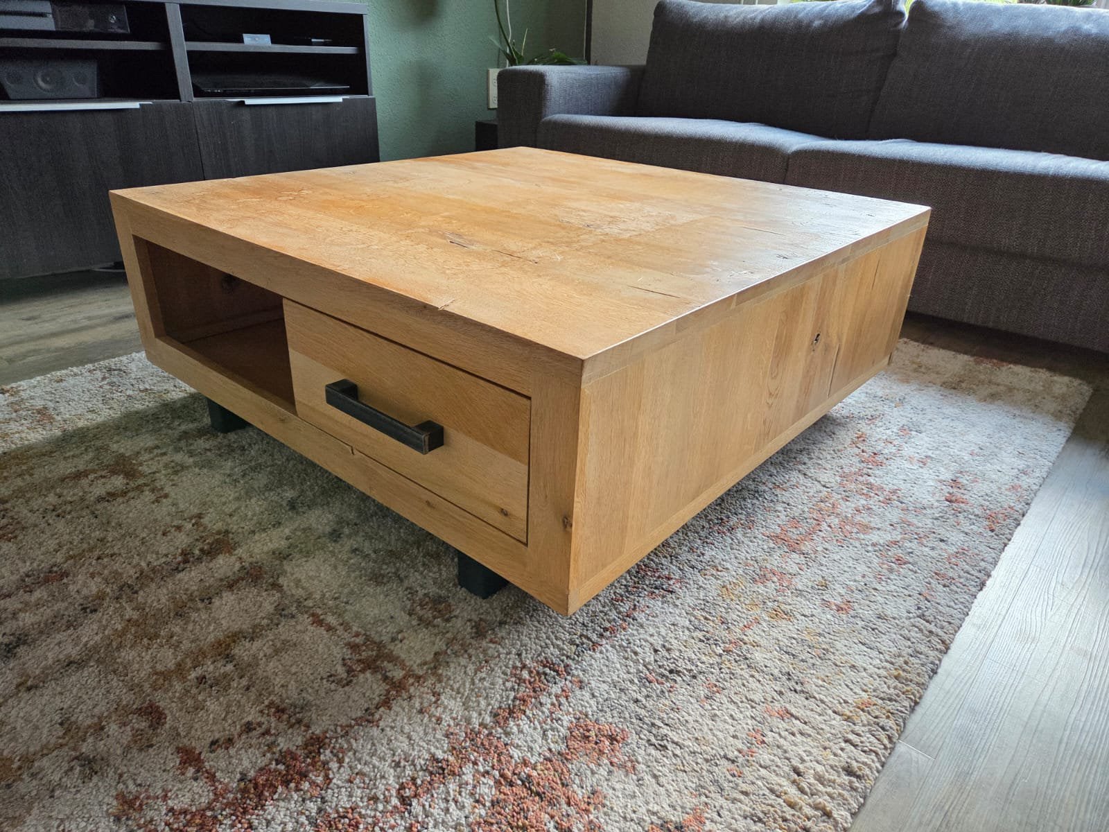 Eikenhouten tafel, Ophalen, Zo goed als nieuw, Vierkant, 50 tot 100 cm