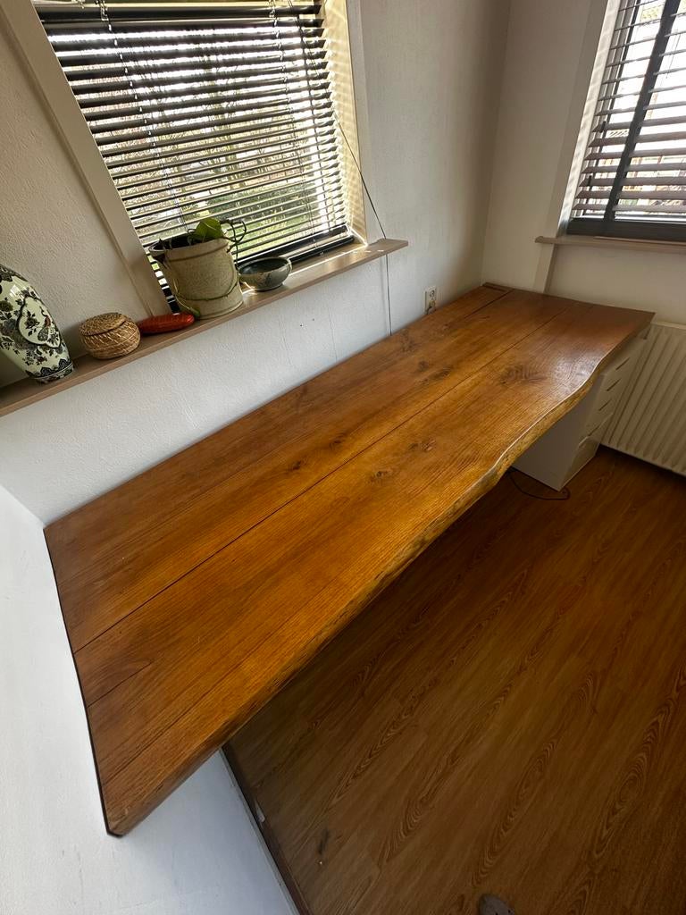 Robuust houten blad - bureau, werkblad of eettafel, Doe-het-zelf en Verbouw, Hout en Planken, Ophalen, Eiken, Overige typen, Zo goed als nieuw