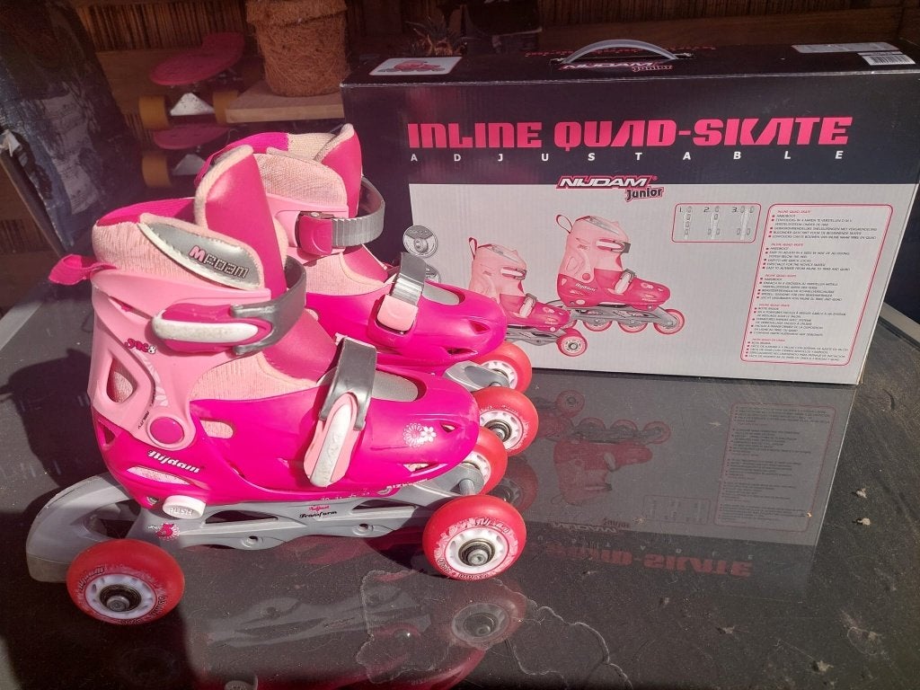 Inline quad-skate skeelers rolschaatsen, Ophalen of Verzenden, Verstelbaar, Zo goed als nieuw, Kinderen