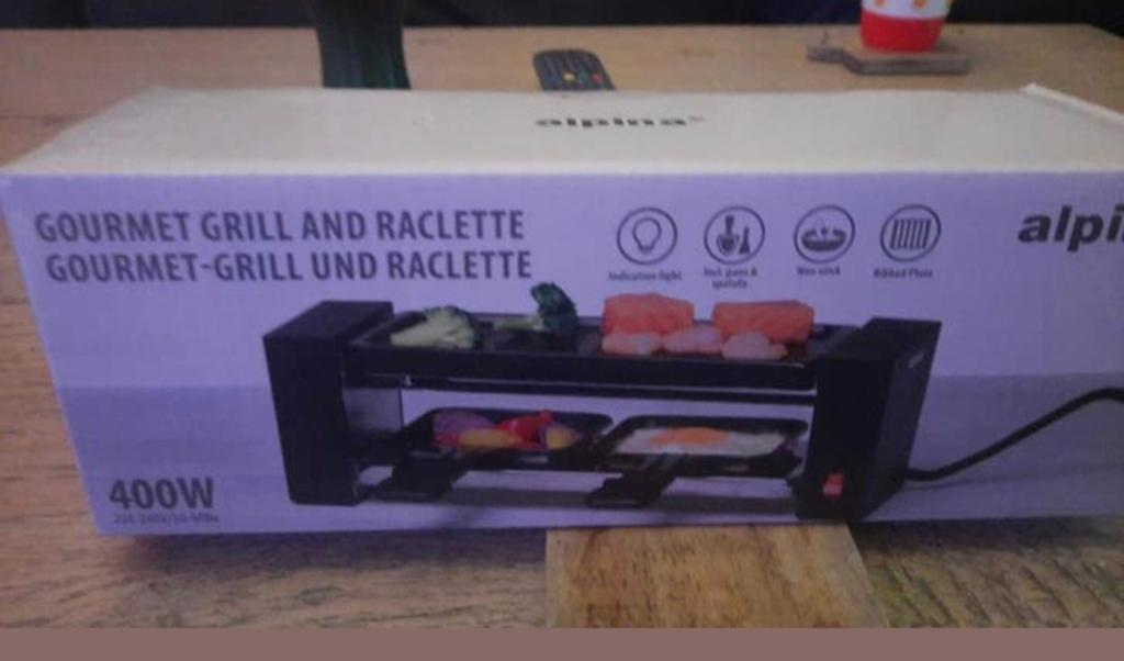 Alpina Gourmet Grill en Raclette 400W - Compact en Nieuw, Ophalen of Verzenden, Nieuw, Minder dan 4 personen
