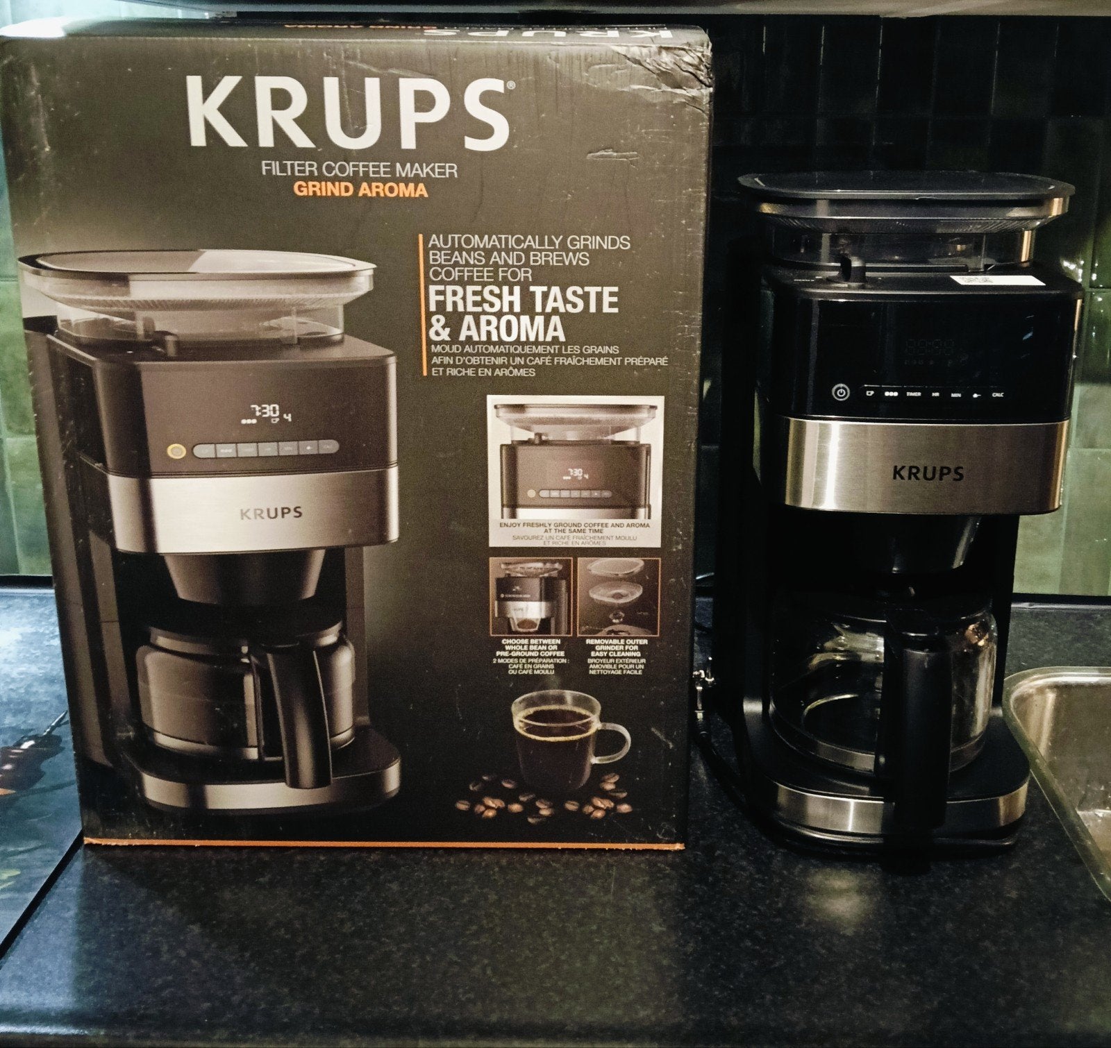 Krups Grind en Brew koffie/bonen apparaat, 10 kopjes of meer, Koffiemachine, Ophalen of Verzenden, Zo goed als nieuw