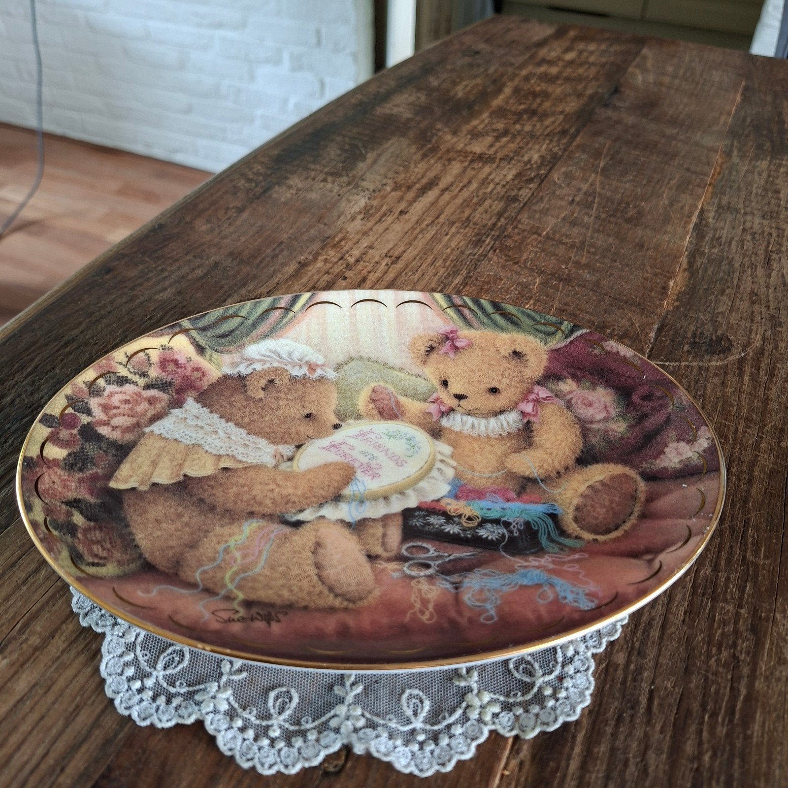 Franklin Mint Bordje  Beren Porselein Limeted Edition 22x17, Antiek en Kunst, Curiosa en Brocante, Ophalen of Verzenden