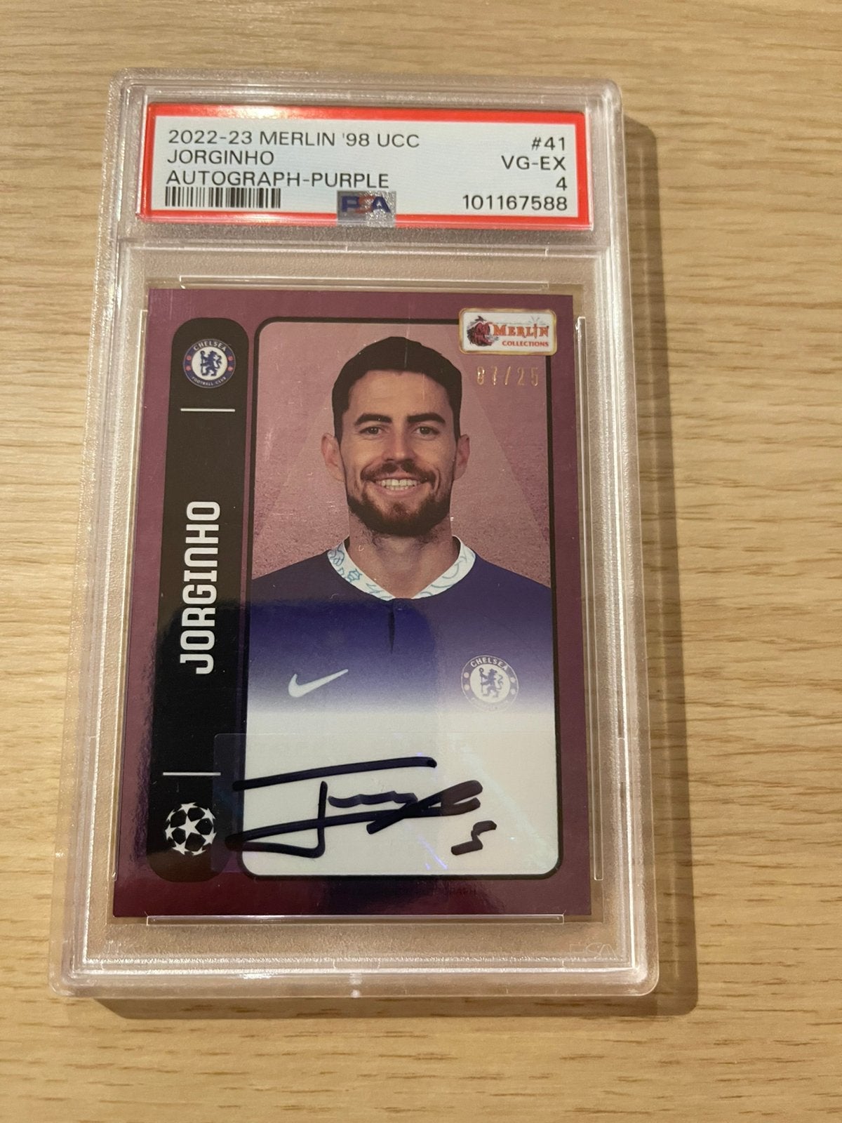 Jorginho Autograph /25 Rookie Topps PSA, Ophalen of Verzenden, Zo goed als nieuw, Plaatje