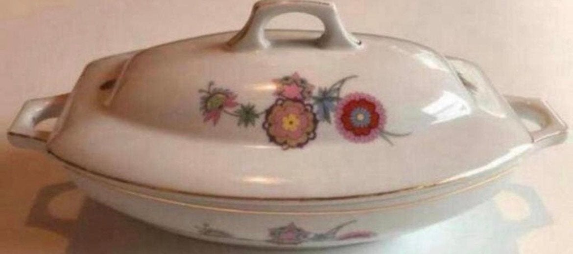 Felda Porseleinen Dekchaal met Gouden Rand en Bloemen, Antiek en Kunst, Ophalen of Verzenden