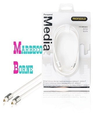 Digitale Audiokabel TosLink Male - TosLink Male 2.00 m Wit, Nieuw, 2 tot 5 meter, Optische kabel, Info@marbeco.nl