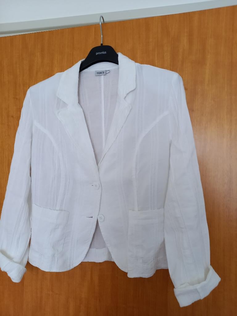 Dames jasje, Kleding | Dames, Jasjes, Kostuums en Pakken, Zo goed als nieuw, Jasje, Maat 42/44 (L), Wit, Verzenden