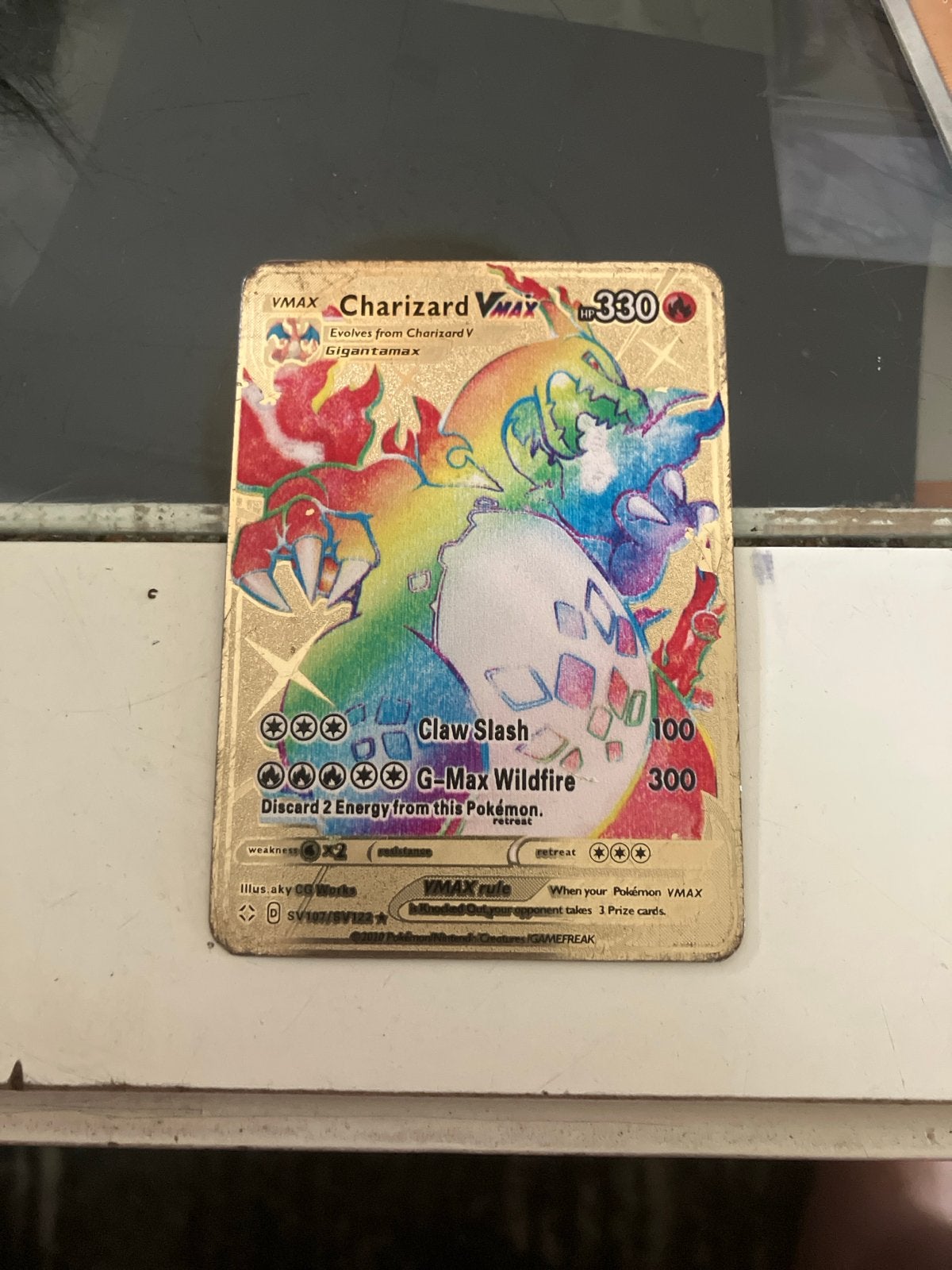 Pokémon Charizard VMAX Gouden Kaart - Beschadigd, Ophalen, Gebruikt, Losse kaart, Foil