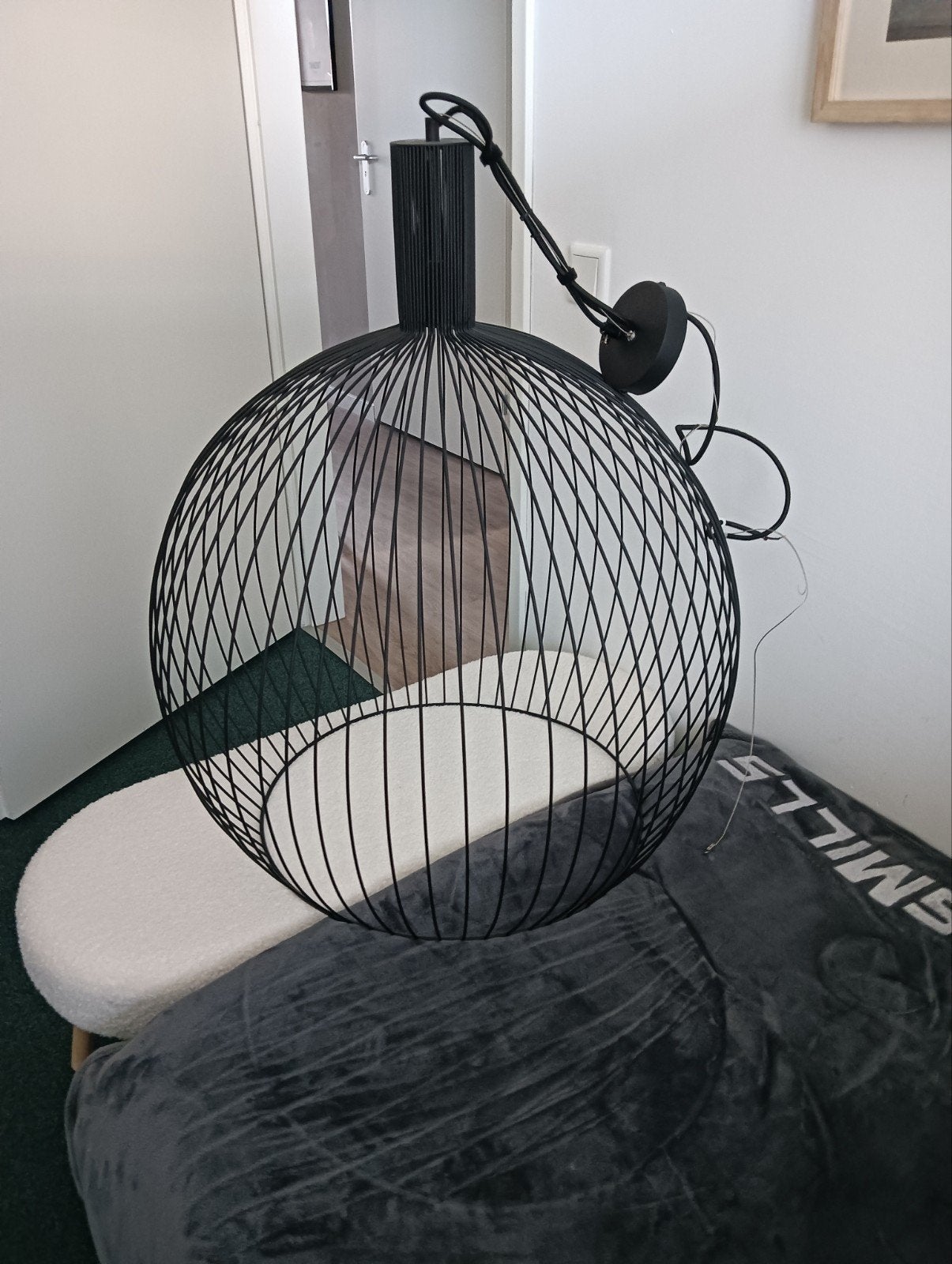 Zwarte hanglamp metaal, Ophalen of Verzenden, Zo goed als nieuw, Industrieel, E27 (groot)