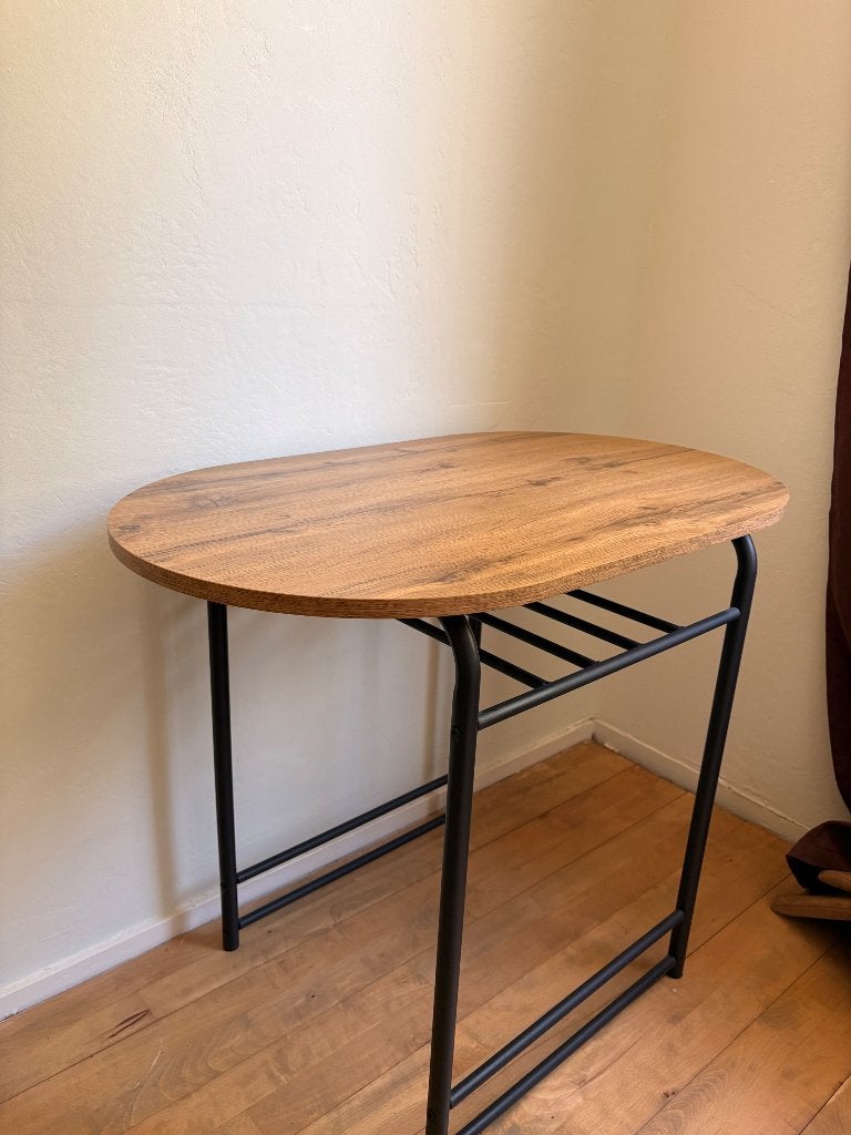 Tafeltje hout/staal, Huis en Inrichting, Tafels | Salontafels, Minder dan 50 cm, 50 tot 100 cm, Zo goed als nieuw, Scandinavisch / japandi