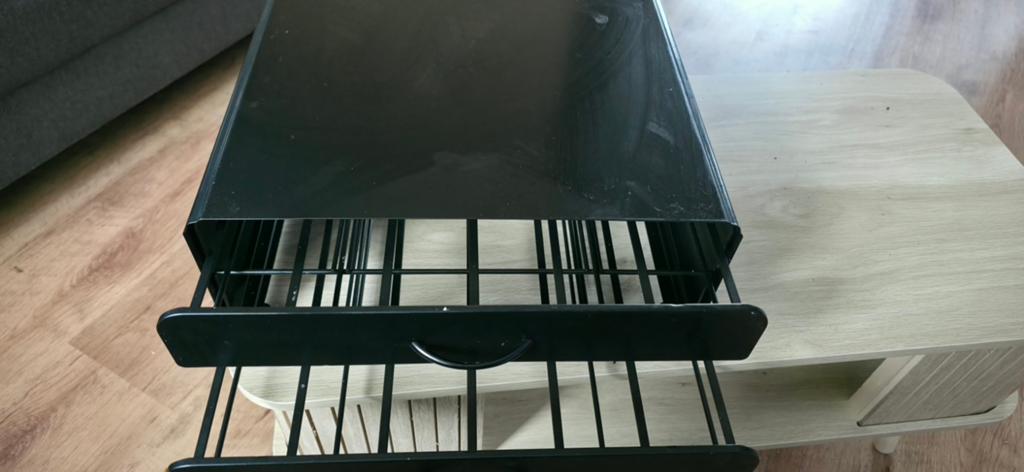 Zwart metalen koffiecuphouder met twee lades, Ophalen of Verzenden, Zwart, Metaal, Overige merken