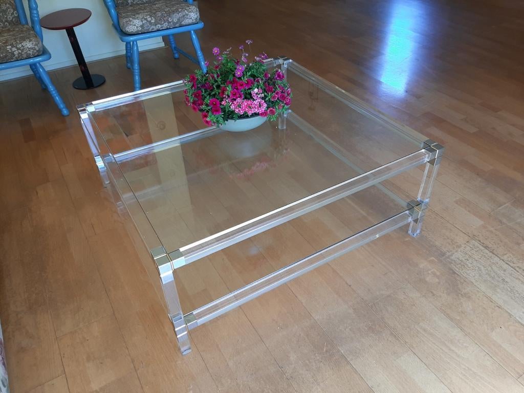 Glazen Kunststof Salontafel 100x100x40 cm, Ophalen of Verzenden