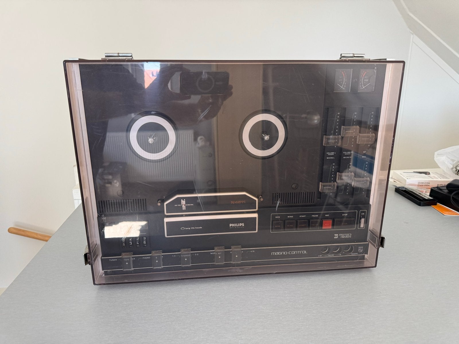 Philips N4511 Bandrecorder met AB en koptelefoon, Ophalen, Bandrecorder, Met stofkap