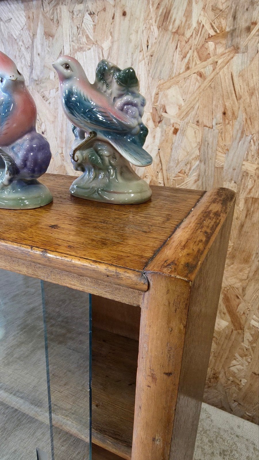 Vintage Vitrinekastje met Glazen Schuifdeuren - B75 H50 D24, Ophalen, Glas, 50 tot 100 cm, Gebruikt