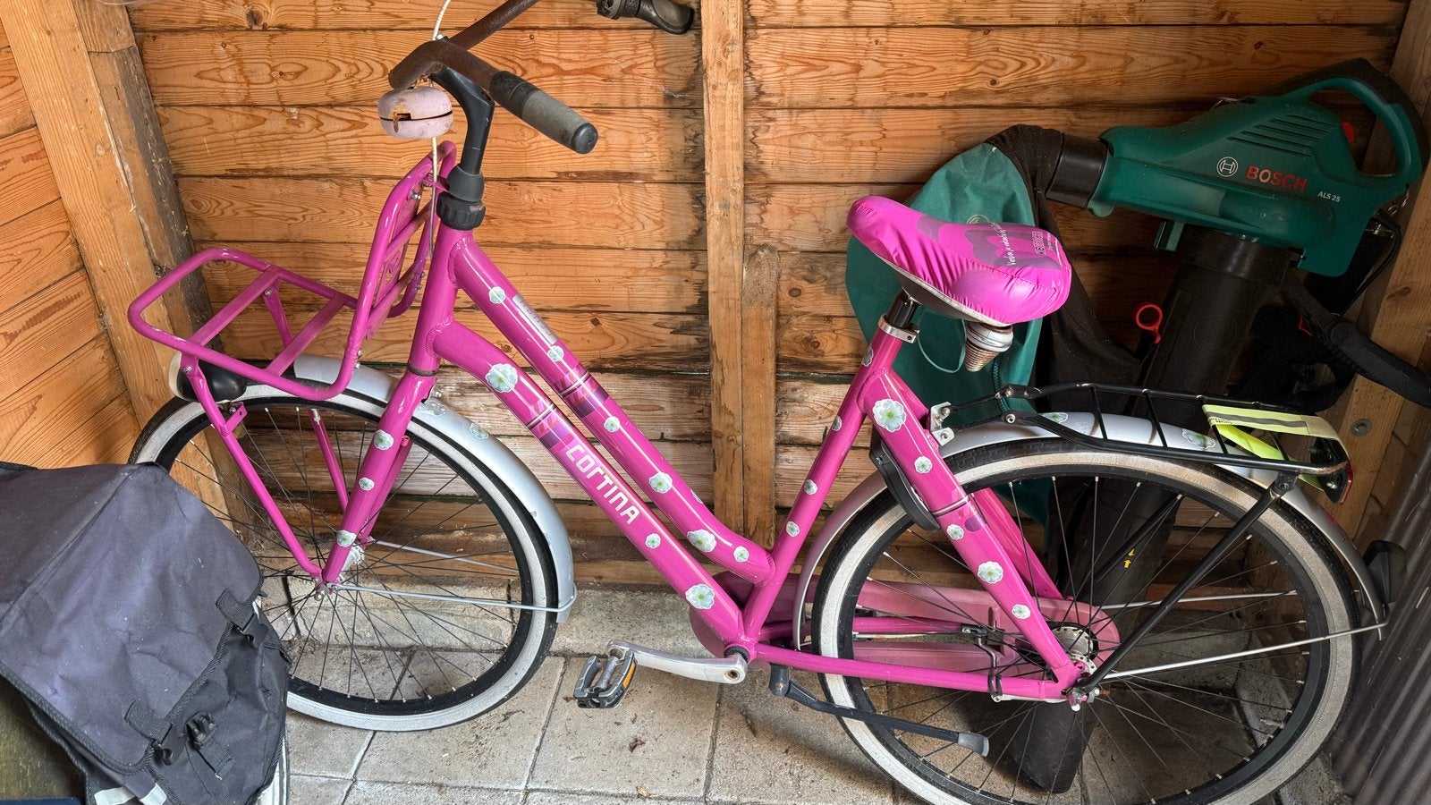 Roze Cortina fiets met voordrager en terugtraprem, Terugtraprem, Gebruikt, 50 tot 53 cm, Ophalen