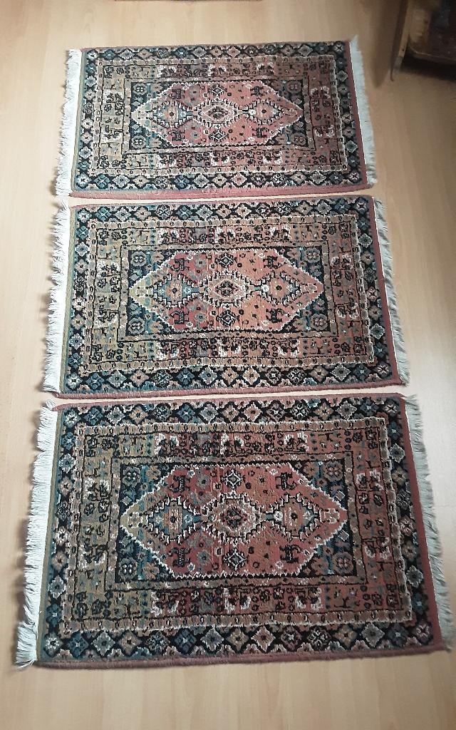 3 Wollen tapijtjes IZMIR, Huis en Inrichting, 50 tot 100 cm, Groen, Rechthoekig, 50 tot 100 cm