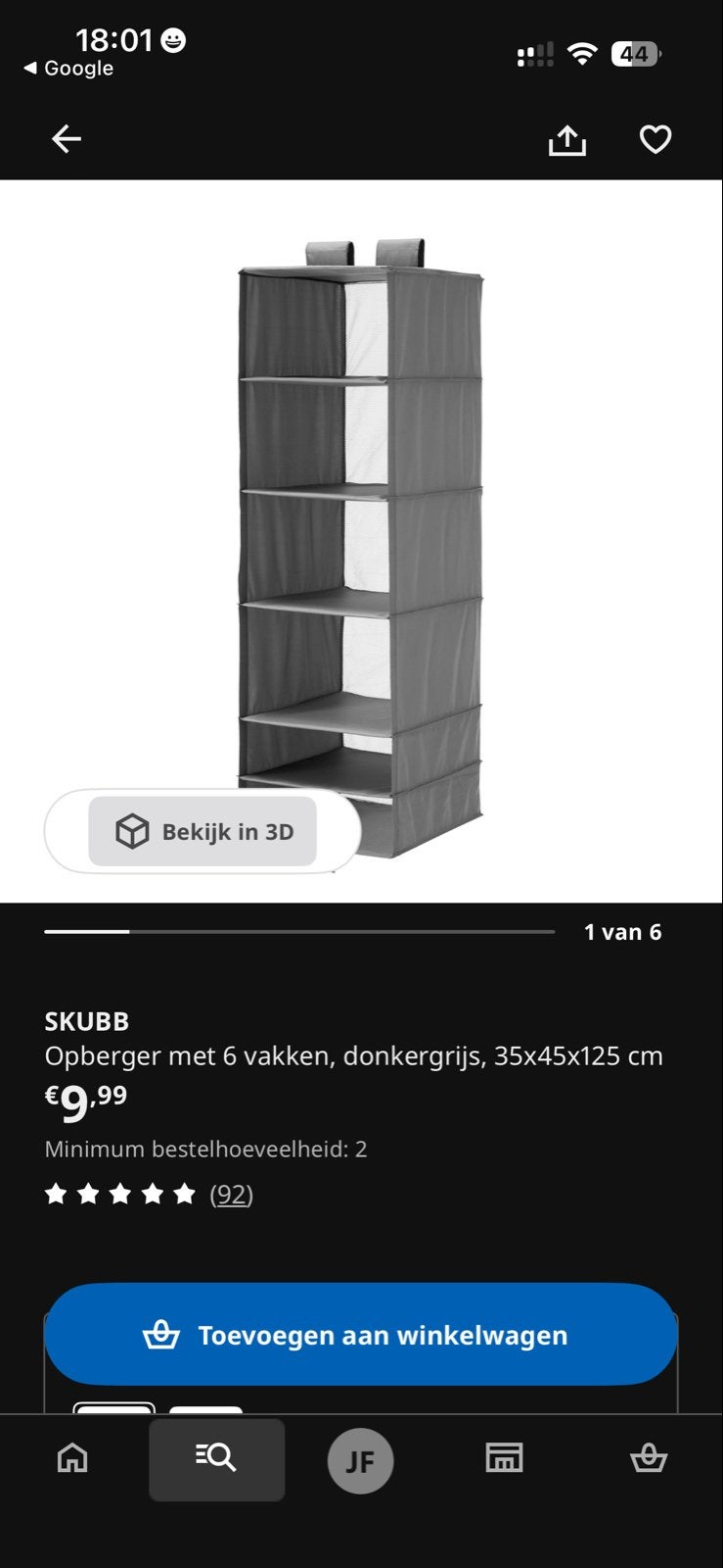 SKUBB Opberger met 6 vakken, donkergrijs, Huis en Inrichting, Kasten | Kledingkasten, Minder dan 50 cm, 100 tot 150 cm, Nieuw
