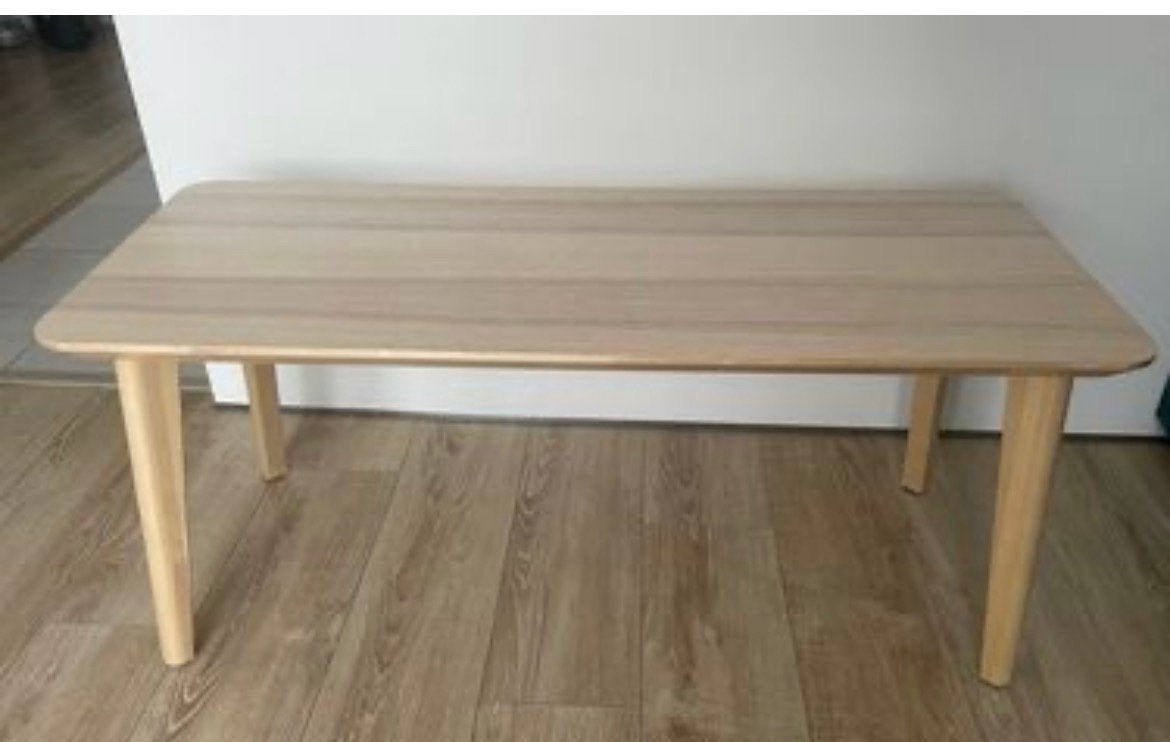 IKEA Salontafel Lisabo essenfineer beige 115x40 cms, Ophalen, 100 tot 150 cm, Scandinavian, Zo goed als nieuw