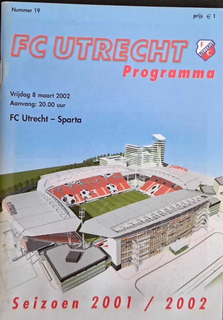 FC Utrecht - Sparta 2001/2002, Verzamelen, Ophalen of Verzenden, Zo goed als nieuw, F.C. Utrecht, Boek of Tijdschrift