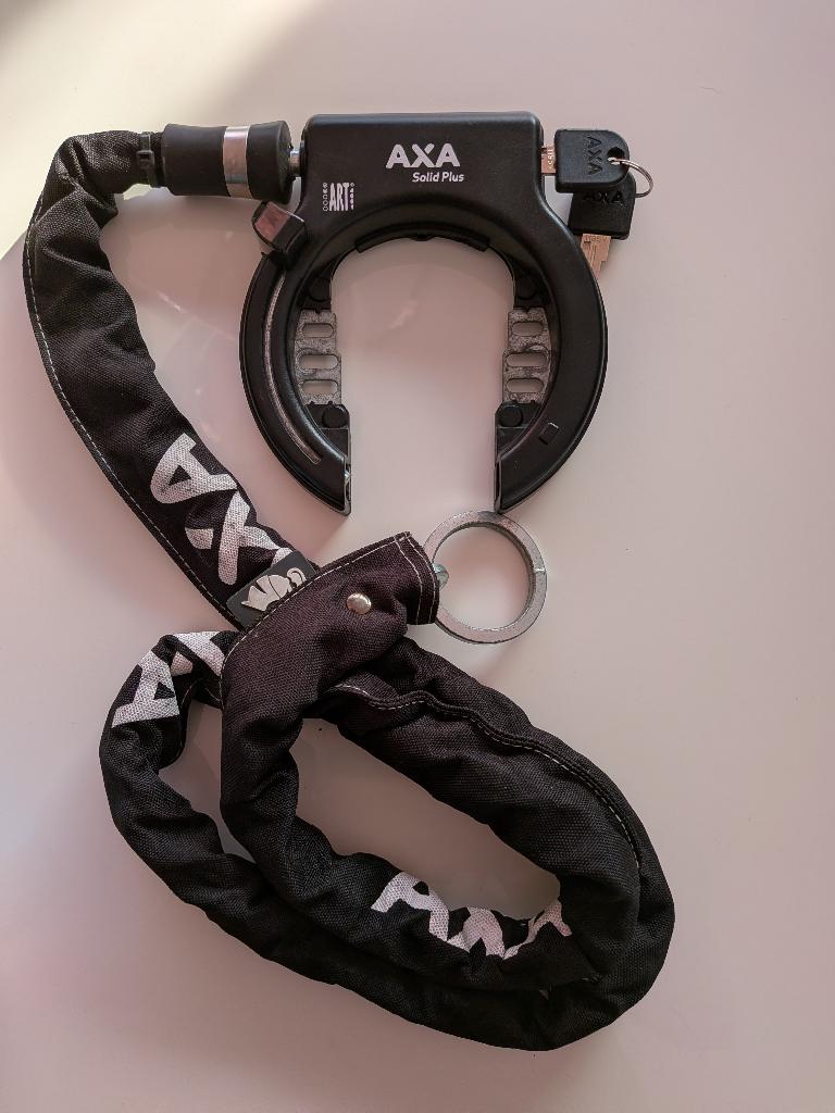 AXA fietsslot met insteekketting 140cm, Ophalen, Gebruikt, Insteekslot