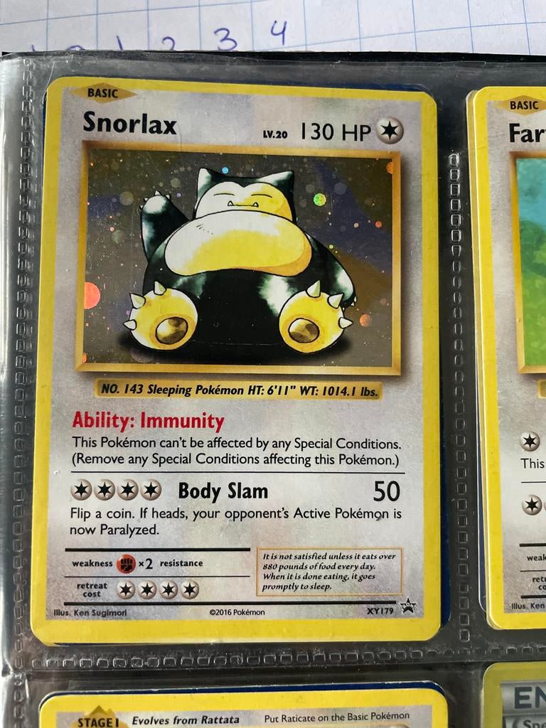 Snorlax XY179 Promo Pokémon Kaart - Foil, Ophalen of Verzenden, Zo goed als nieuw, Losse kaart, Foil