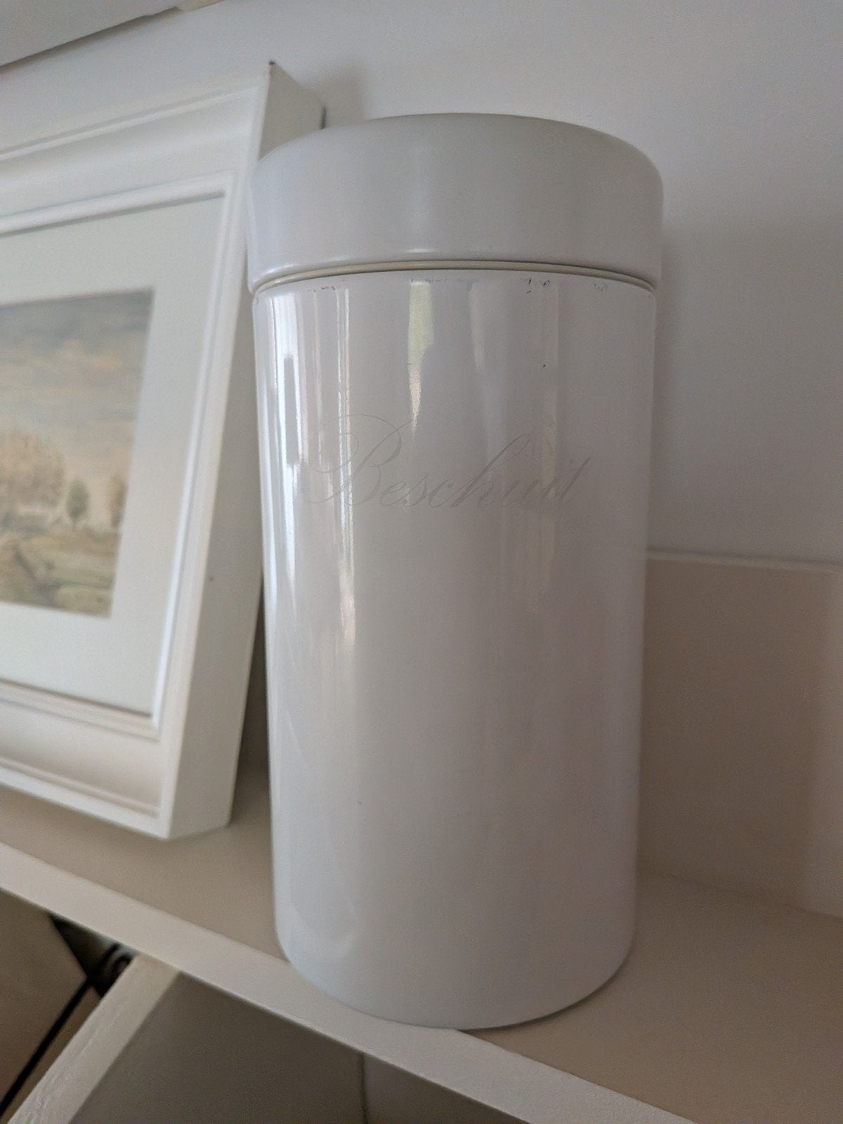 Vintage Brabantia blik 'Beschuit', Huis en Inrichting, Voorraadpot, Ophalen of Verzenden, Gebruikt, Overige merken