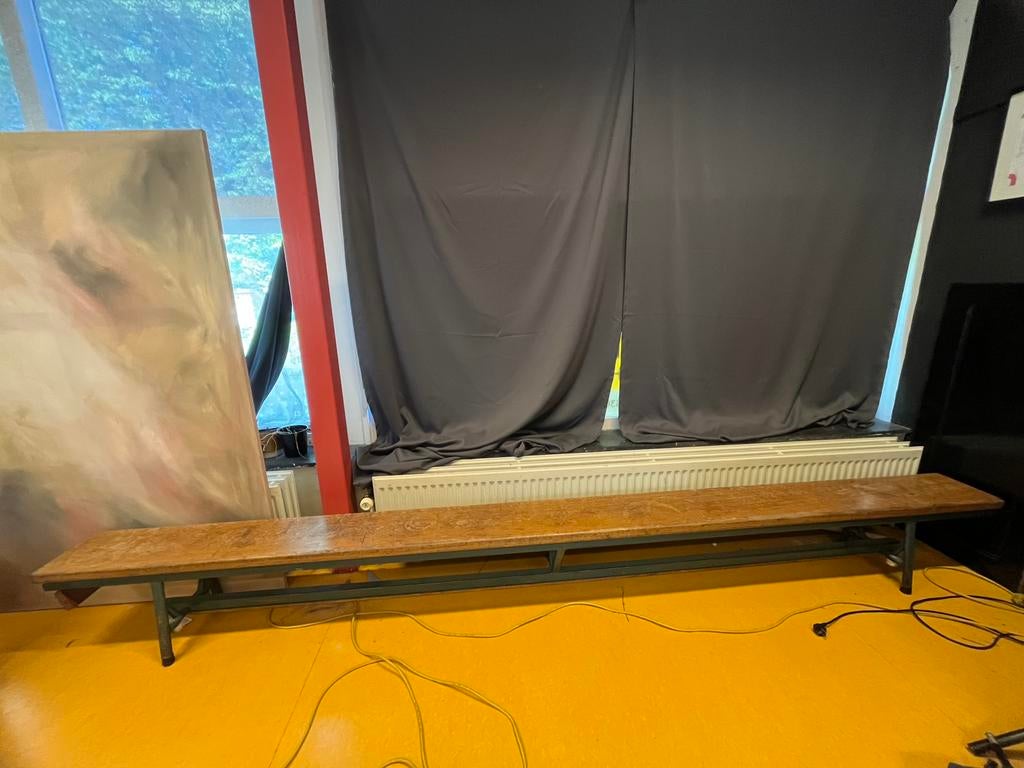 Gymbank retro, Huis en Inrichting, Zo goed als nieuw, Minder dan 100 cm, Hout, Ophalen