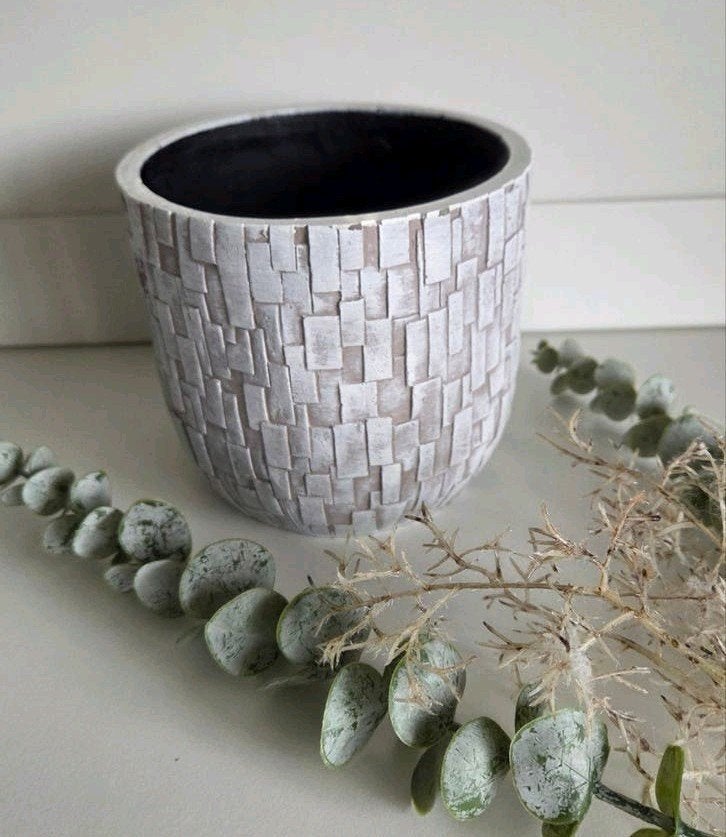 Mooie kunststof bloempot H:13 B:13 cm, Ophalen, Kunststof, Rond, Nieuw