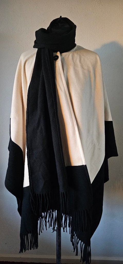 Damo One Size wollen poncho met sjaal (11224), Meerkleurig, Maat 46/48 (XL) of groter, Ophalen of Verzenden, Damo