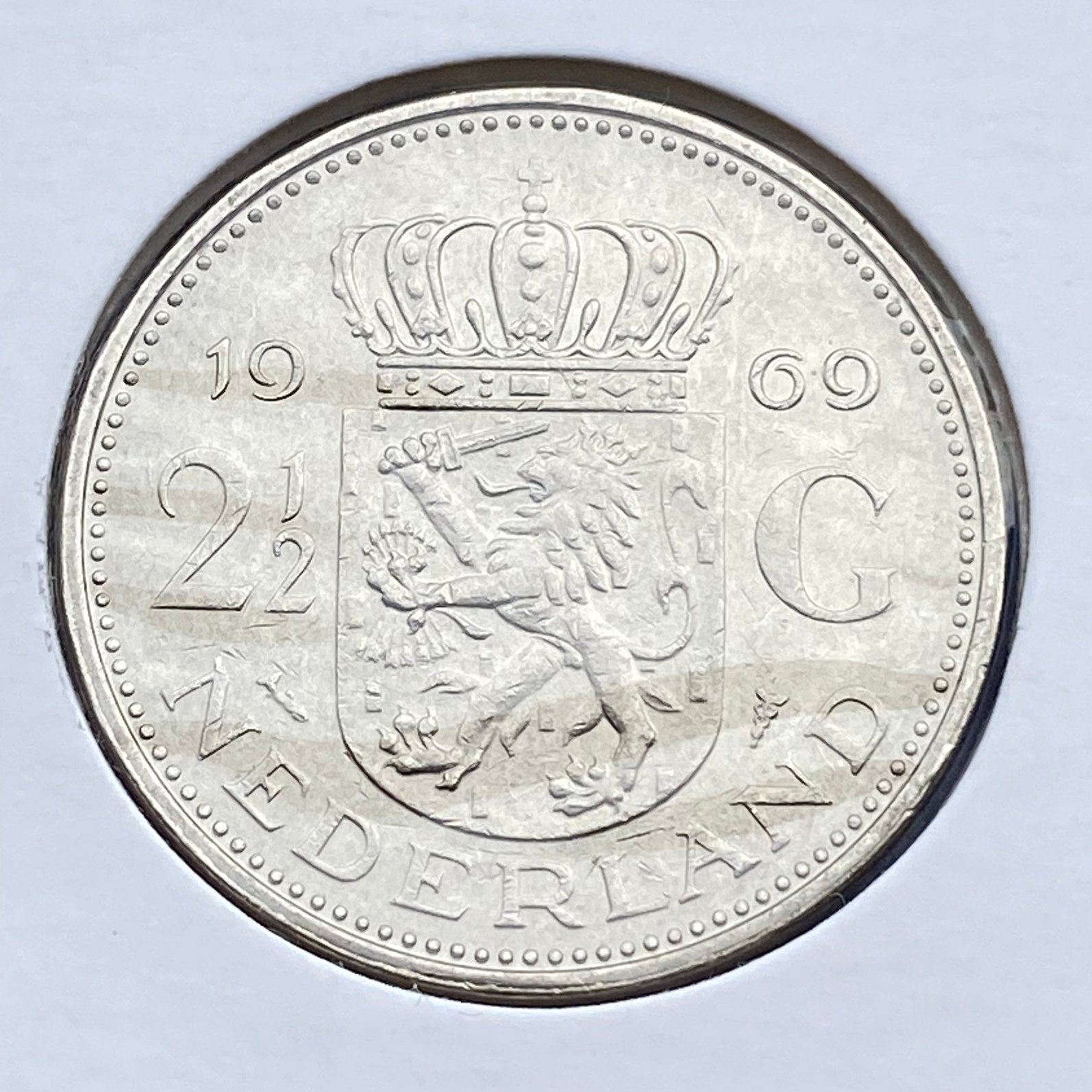 21/2 Gulden / Rijksdaalder uit 1969 Vis 🐟 van Juliana, Verzenden, Koningin Juliana, 2½ gulden, Losse munt
