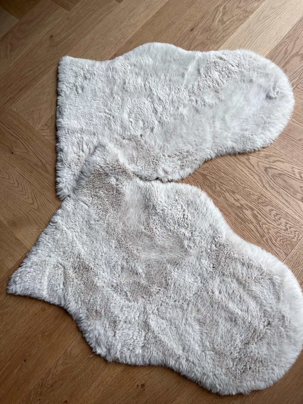 2x faux fur schapenvacht Kleedje Wit 40x60 cm, Minder dan 50 cm, Gebruikt, 50 tot 100 cm, Wit