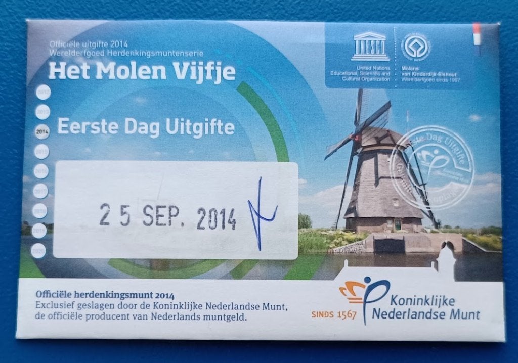 Eerste Dag Uitgifte Het Molen Vijfje 2014, Postzegels en Munten, Munten | Nederland, Verzenden, Koningin Beatrix, Euro's, Setje