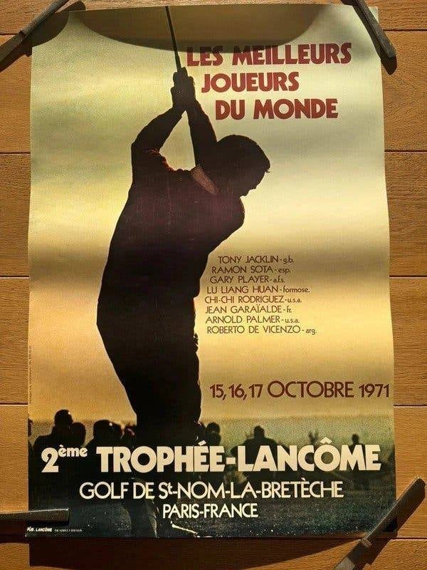 Golfaffiche 2e Trophée Lancôme 1971 Palmer Player, Rechthoekig Staand, Ophalen of Verzenden, Zo goed als nieuw, Sport